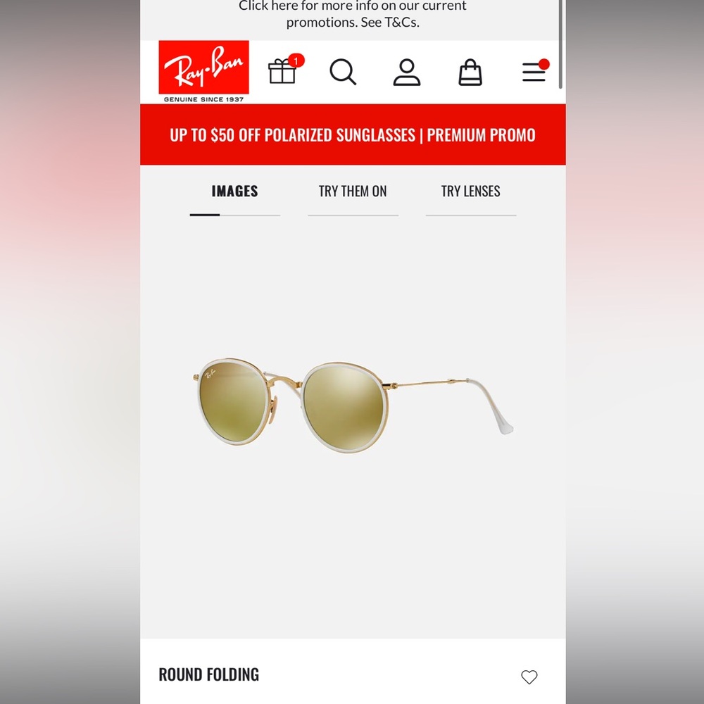Ray Ban Round Folding Sunglasses